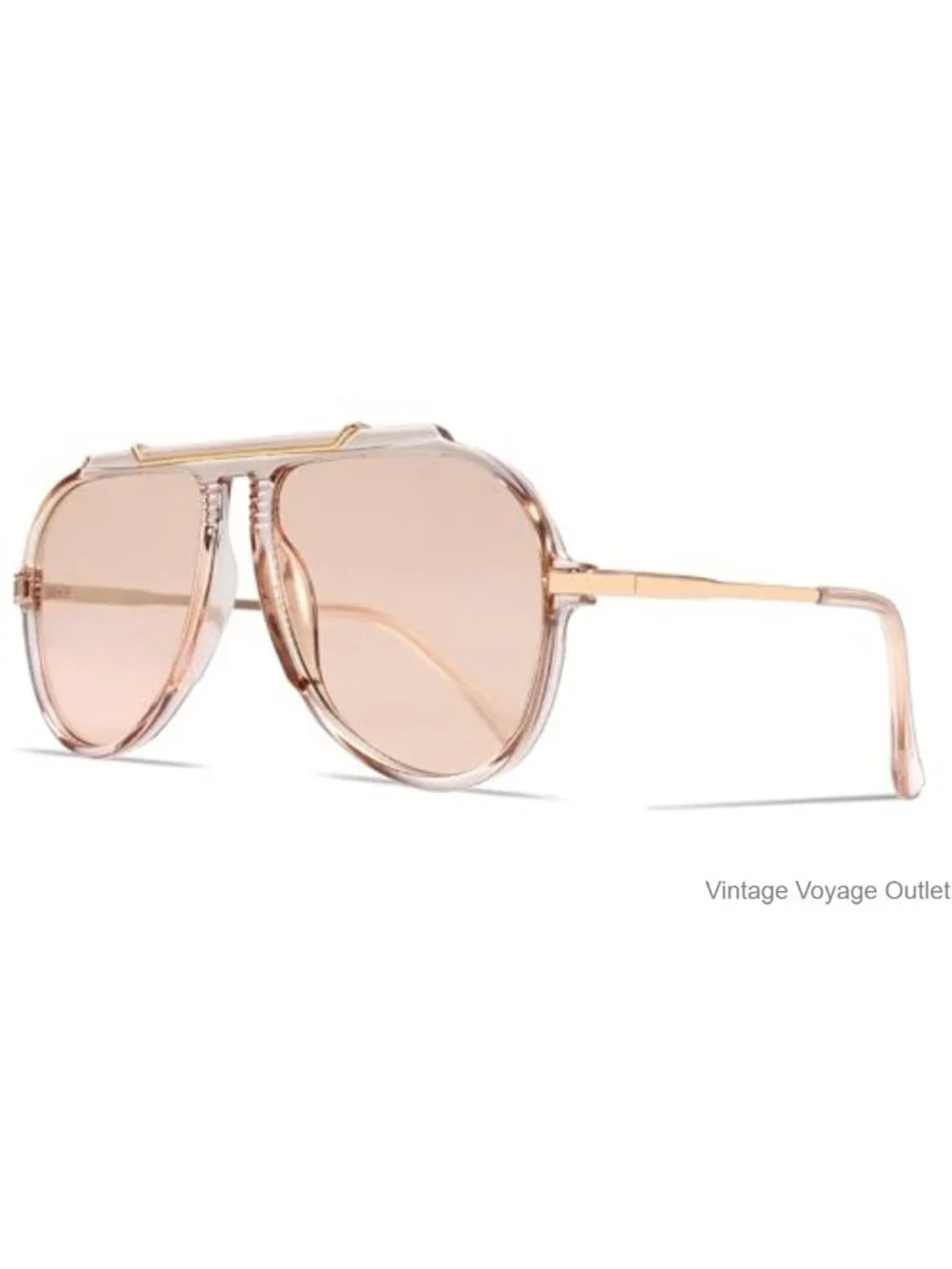 Oversized Aviator Sunglasses 70s Retro Gold TopBar Tangle Free UV400